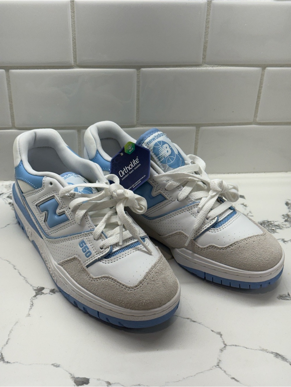 New Balance 550 White Blue Haze Sneakers Women’s 8.5 Men’s 7 BB550LSB UNC Retro